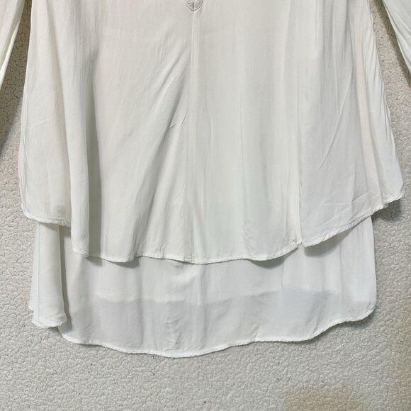 Free People Layered Tunic Dress S Cream Beck‎ Plunging Cutout Keyhole Minimal - Picture 4 of 13